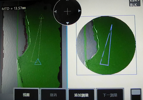 使用韦林工业内窥镜测量发动机叶尖掉角