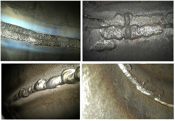 使用视频内窥镜检查焊缝及焊接接头的检测图像